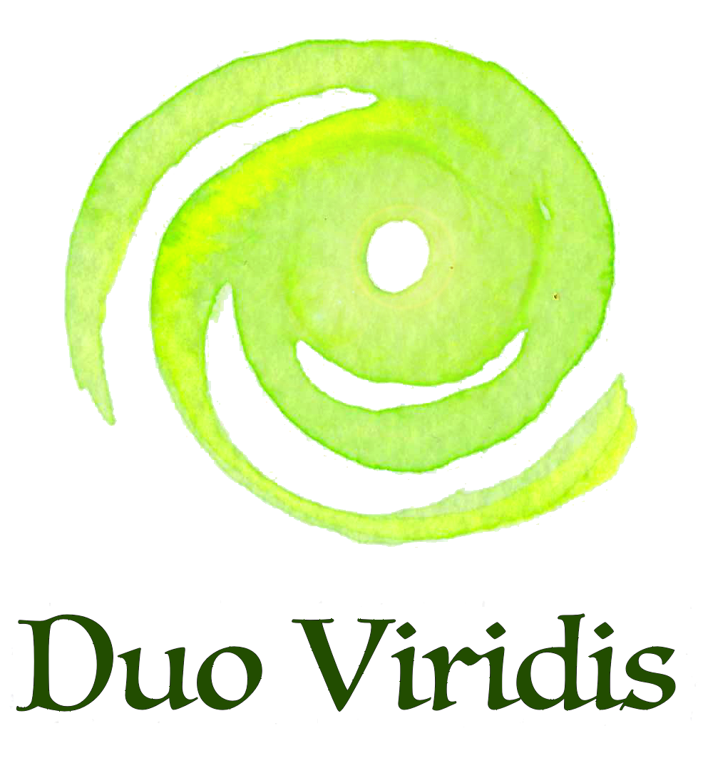 Hellgrüne Spirale mit Schriftzug Duo Viridis
